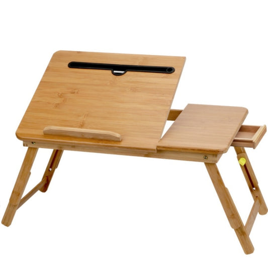 Folding Laptop Desk Bed Card Slot Lifting Type Lazy Computer Desk, Medium (54cm) with Drawer