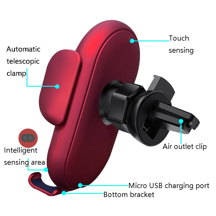 Smart Infrared Sensor Car Wireless Charger Car Holder Mobile Phone Wireless Charger, Black, Red, Yellow, Blue, Black  (With Suction Cup Bracket), Red  (With Suction Cup Bracket), Yellow  (With Suction Cup Bracket), Blue  (With Suction Cup Bracket)