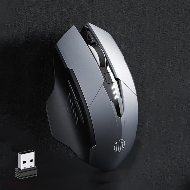 Inphic A1 6 Keys 1000/1200/1600 DPI Home Gaming Wireless Mechanical Mouse, Colour: Gray Wireless+Bluetooth 4.0+Bluetooth 5.0, Black Wireless Charging Silent Version, Gray Wireless Charging Silent Version, Red Wireless Charging Silent Version