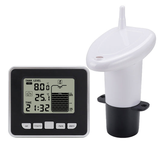 TS-FT002 Multifunctional Ultrasonic Electronic Water Tank Level Gauge With Indoor Temperature Thermometer Clock Display Water Level Gauge, TS-FT002