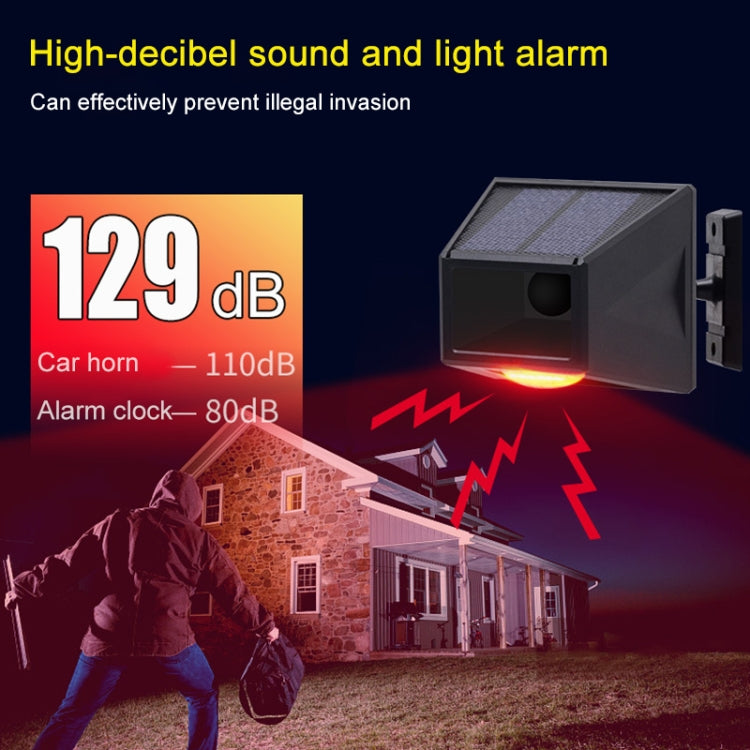 N911F 129dB Wireless Remote Control Solar Human Body Induction Sound Light Alarm, N911F