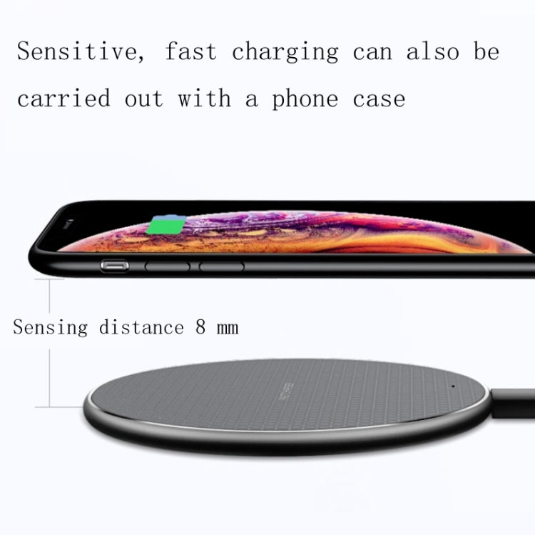 K8 10W Universal Aluminum Alloy Mobile Phone Wireless Charger, with 1m Cable, with 50cm Cable