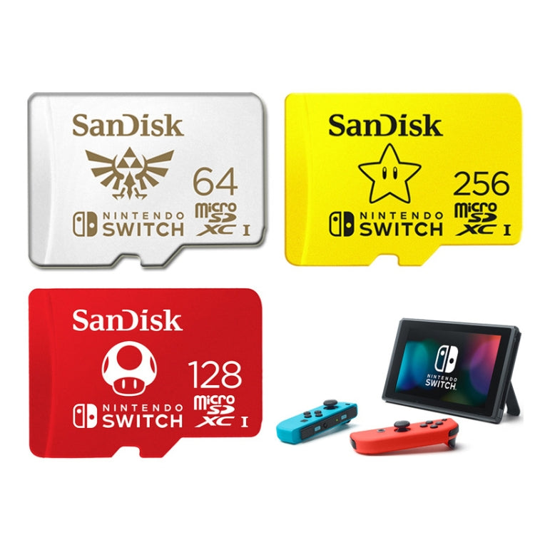 SanDisk SDSQXAO TF Card Micro SD Memory Card for Nintendo Switch Game Console, 64GB White, 128GB Red, 256GB Gold