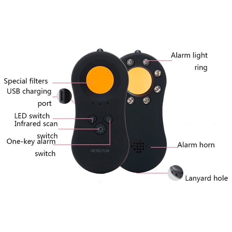 D12 Anti-Candid Camera Detection Equipment Hotel Travel Room Anti-Surveillance Camera Infrared Detector, D12