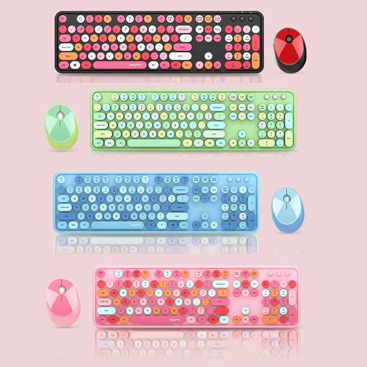 Mofii Sweet Wireless Keyboard And Mouse Set Girls Punk Keyboard Office Set, Lipstick Mixed Version, Pink Mixed Version, Green Mixed Version, Blue Mixed Version, Black Ordinary Version, White Ordinary Version, White Green Ordinary Version