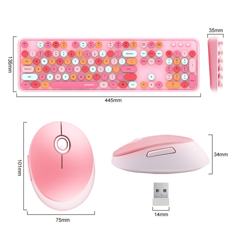 Mofii Sweet Wireless Keyboard And Mouse Set Girls Punk Keyboard Office Set, Lipstick Mixed Version, Pink Mixed Version, Green Mixed Version, Blue Mixed Version, Black Ordinary Version, White Ordinary Version, White Green Ordinary Version