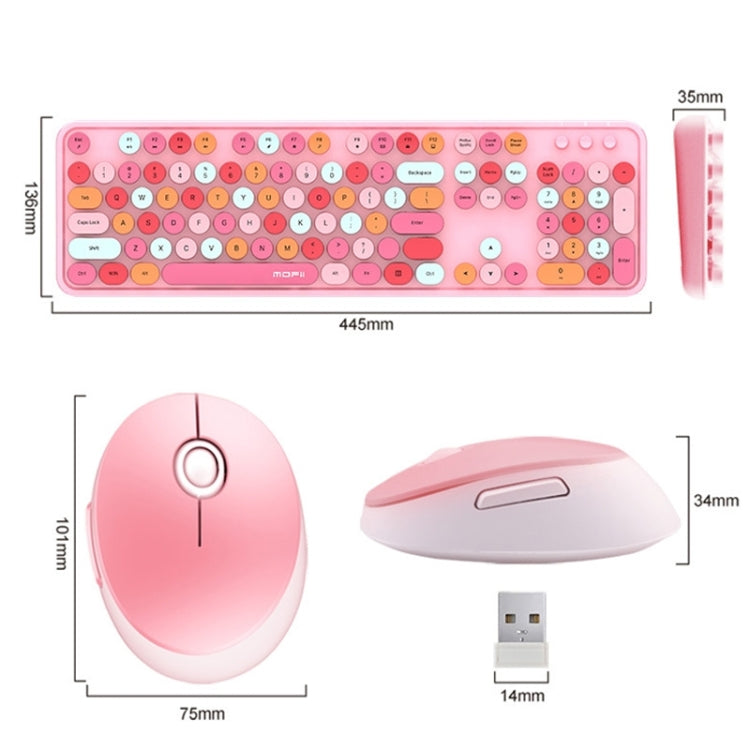 Mofii Sweet Wireless Keyboard And Mouse Set Girls Punk Keyboard Office Set, Colour: White Pink Ordinary Version, Milk Tea Mixed Color