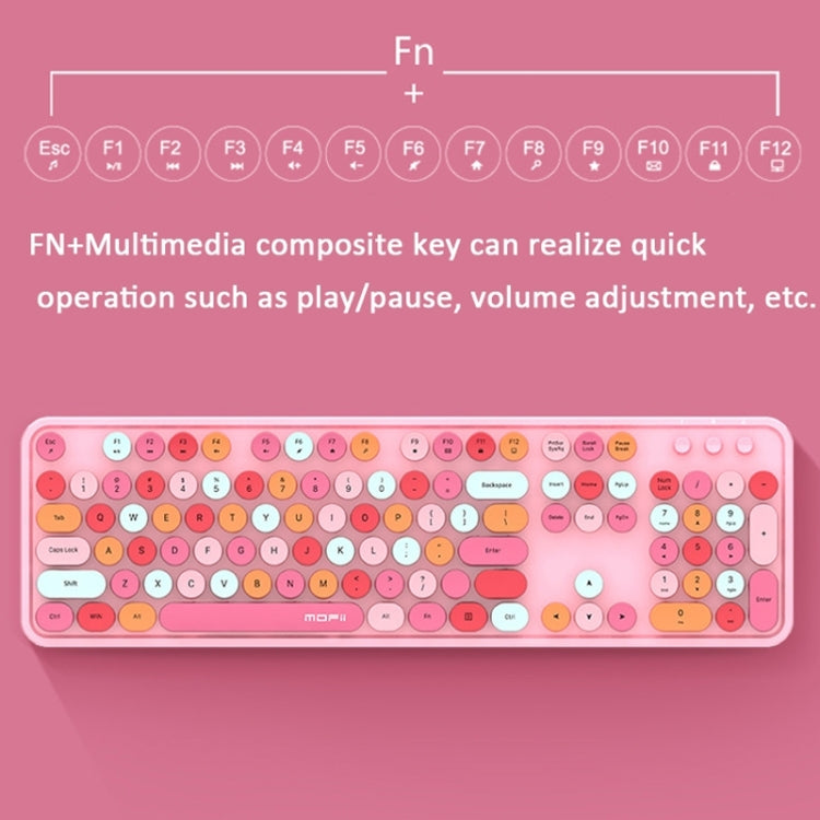 Mofii Sweet Wireless Keyboard And Mouse Set Girls Punk Keyboard Office Set, Colour: White Pink Ordinary Version, Milk Tea Mixed Color