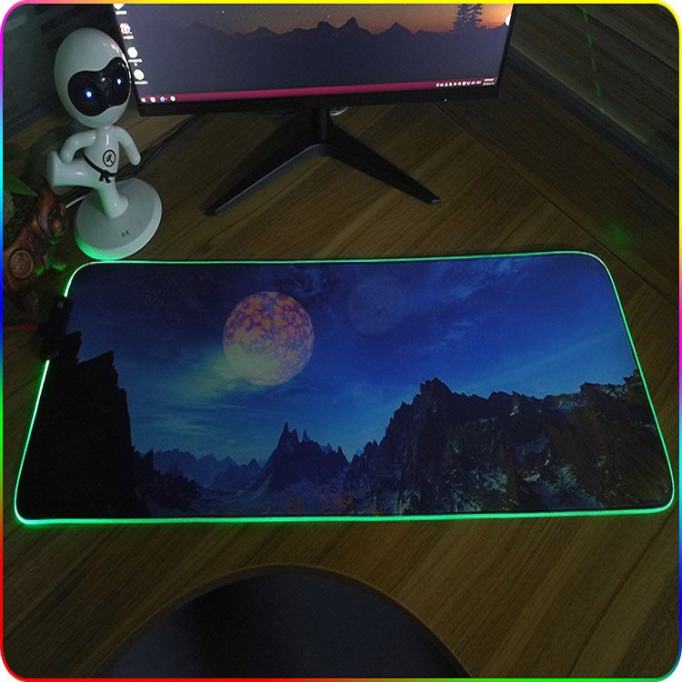 F-01 Rubber Thermal Transfer RGB Luminous Non-Slip Mouse Pad, 250x350x3mm, 250x350x4mm, 260x390x3mm