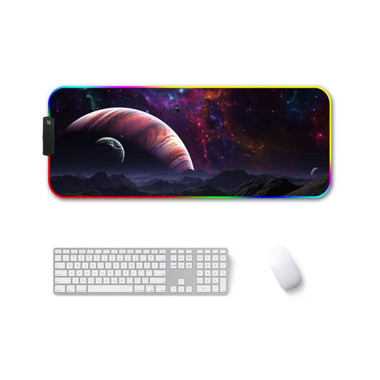 F-01 Rubber Thermal Transfer RGB Luminous Non-Slip Mouse Pad, 350x900x3mm, 350x900x4mm
