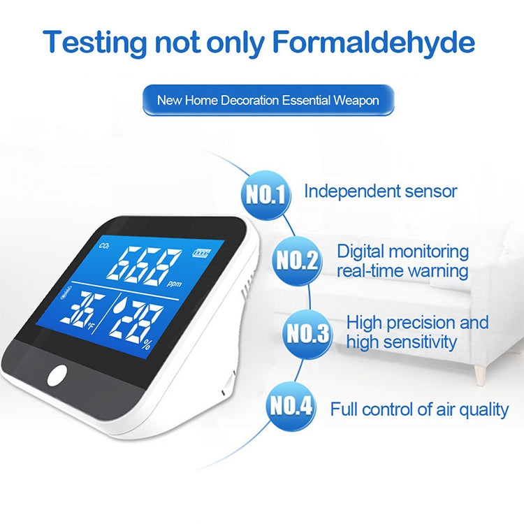 DM306C CO2 Concentration Detector Carbon Dioxide Detection Analyzer Multifunctional Air Quality Monitor, DM306C