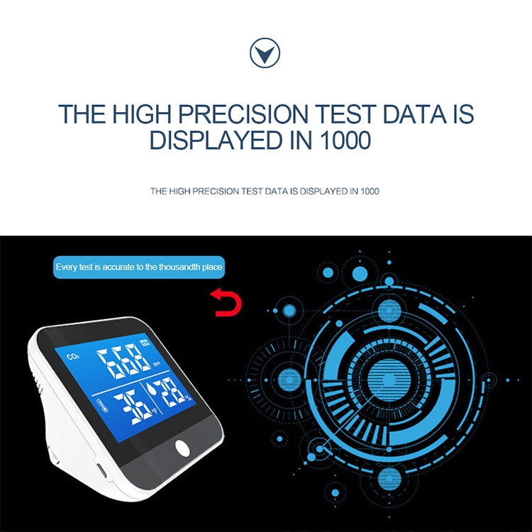 DM306C CO2 Concentration Detector Carbon Dioxide Detection Analyzer Multifunctional Air Quality Monitor, DM306C