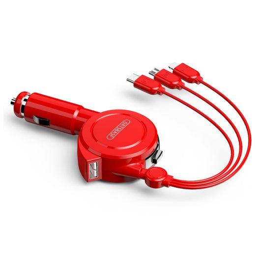 Oatsbasf 3 in 1 Multifunctional Car Charger Data Cable, 1M（Red）