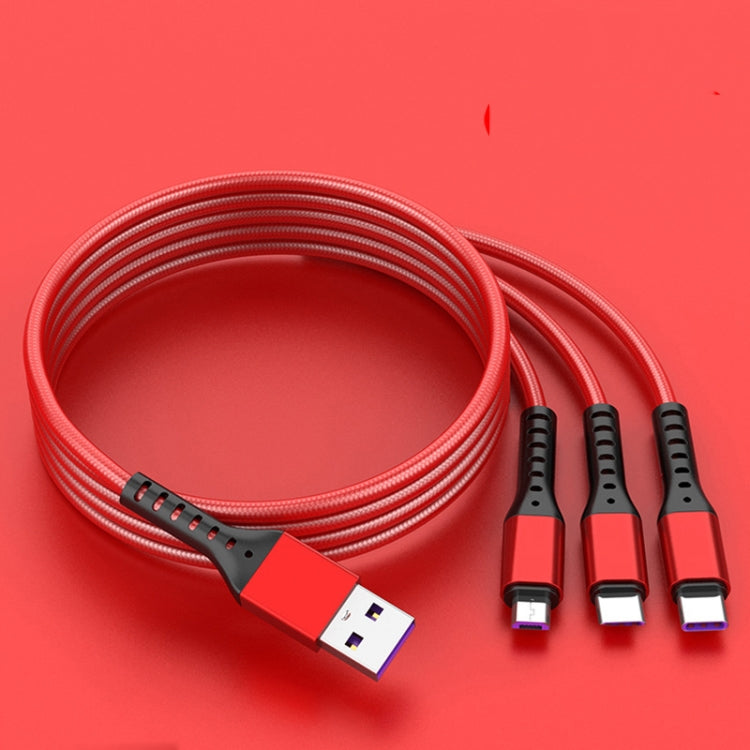 2 PCS ZZ034 USB To 8 Pin + USB-C / Type-C + Micro USB 3 In 1 Fast Charging Cable, Style:, 5A Super Fast-Black, 5A Super Fast-Red, Silicone-Green, Silicone-Red, Silicone-Yellow, Silicone-Purple, Mini-Silver, Mini-Red, Mini-Blue, Mini-Black, Retractable-Red