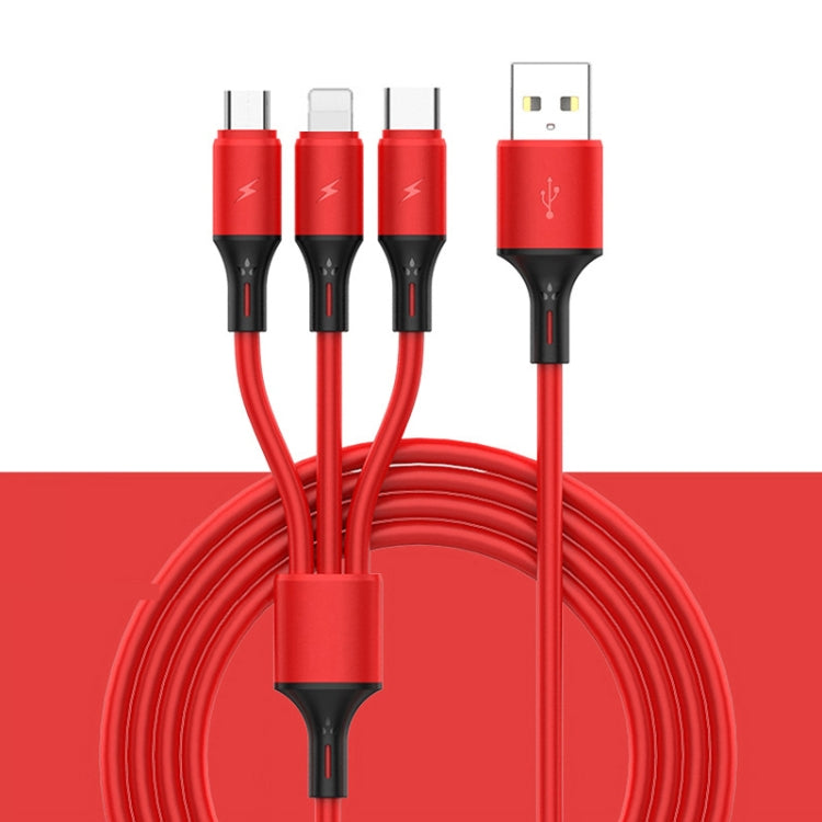 2 PCS ZZ034 USB To 8 Pin + USB-C / Type-C + Micro USB 3 In 1 Fast Charging Cable, Style:, 5A Super Fast-Black, 5A Super Fast-Red, Silicone-Green, Silicone-Red, Silicone-Yellow, Silicone-Purple, Mini-Silver, Mini-Red, Mini-Blue, Mini-Black, Retractable-Red