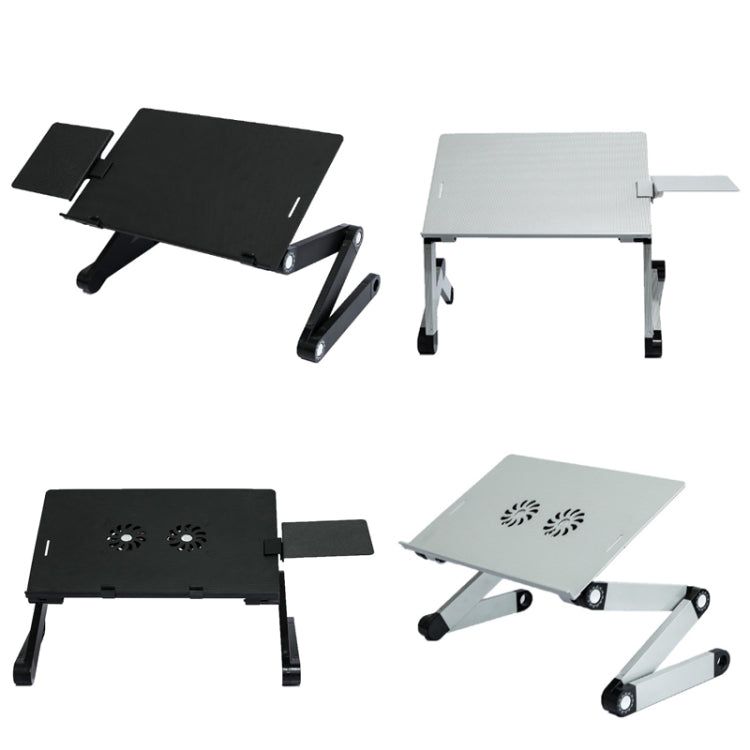 T8 Aluminum Alloy Folding & Lifting Laptop Desk Office Desk Heightening Bracket, with Mouse Board (Black), with Mouse Board (Silver), with Fan & Mouse Board (Black), with Fan & Mouse Board (Silver)