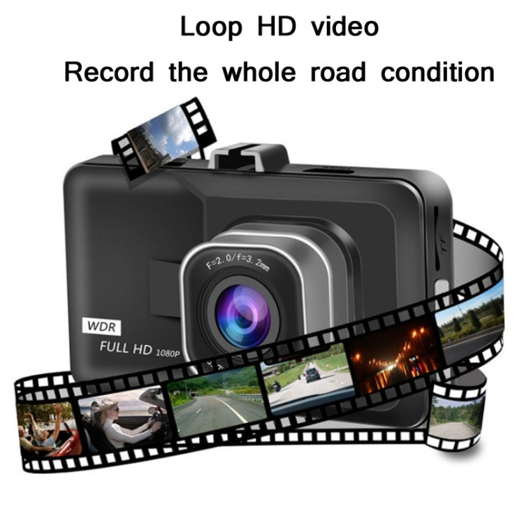 3.0 Inch HD 1080P Wide-Angle Driving Recorder With Reversing Image Specification：, Normal Definition Single Record（Black）