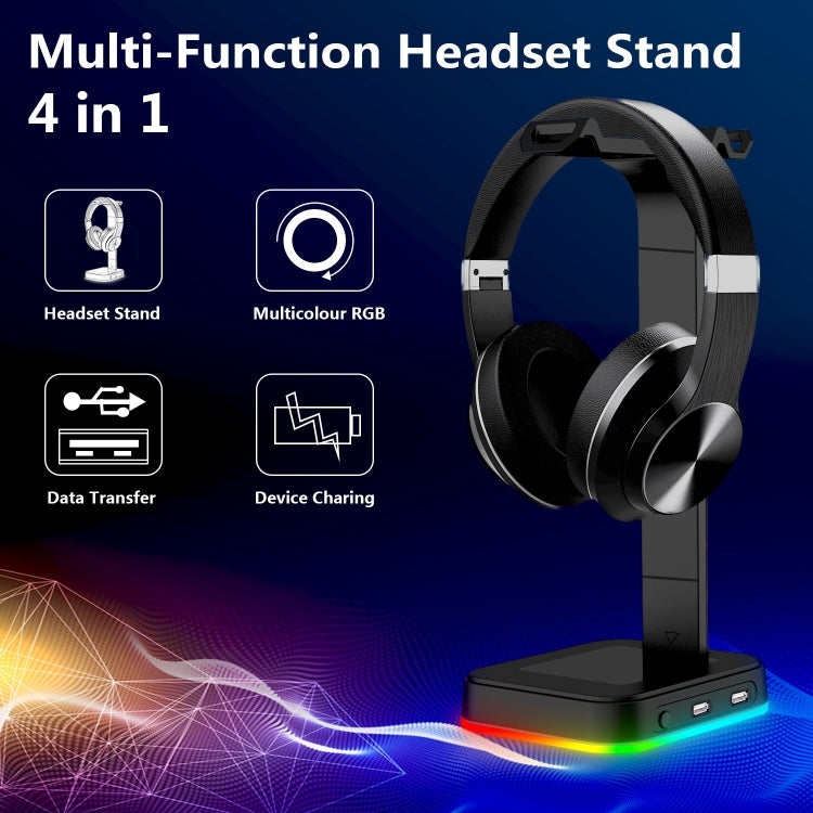 RGBD9 RGB Headset Stand Color-Changing Gaming Headset Stand Gaming Headset Display Stand with Dual USB Ports, RGBD9