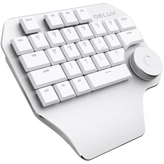 DELUX T11 29 Keys Single-Hand Keyboard Shortcut Key Speech Tool Flat Keyboard, Colour: Silver, Silver, Smart Version Black Gray, Black