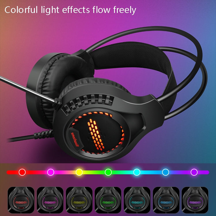 Smailwolf AK3 Headset Game Headphones Wired Luminous Desktop Computer Headset, Style:, 3.5mm Double Plug Black, USB Single-plug Black