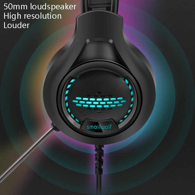 Smailwolf AK3 Headset Game Headphones Wired Luminous Desktop Computer Headset, Style:, 3.5mm Double Plug Black, USB Single-plug Black