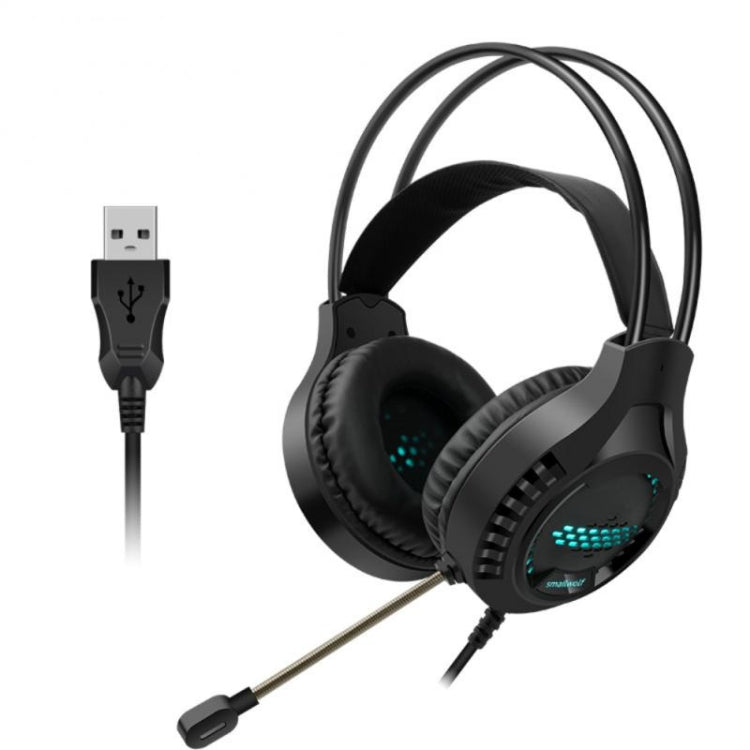 Smailwolf AK3 Headset Game Headphones Wired Luminous Desktop Computer Headset, Style:, 3.5mm Double Plug Black, USB Single-plug Black