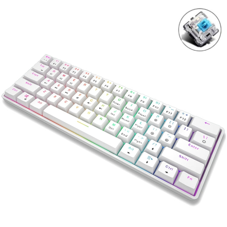LEAVEN K28 61 Keys Gaming Office Computer RGB Wireless Bluetooth + Wired Dual Mode Mechanical Keyboard, Cabel Length:1.5m, Green Axis (White), Green Axis (Blue), Green Axis (Pink), Red Axis (White), Red Axis (Blue), Red Axis (Pink), Tea Axis (White)���...