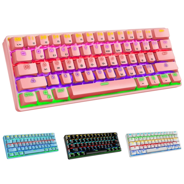 LEAVEN K28 61 Keys Gaming Office Computer RGB Wireless Bluetooth + Wired Dual Mode Mechanical Keyboard, Cabel Length:1.5m, Green Axis (White), Green Axis (Blue), Green Axis (Pink), Red Axis (White), Red Axis (Blue), Red Axis (Pink), Tea Axis (White)���...