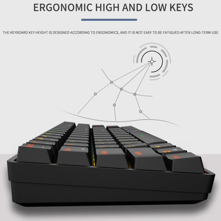 LEAVEN K28 61 Keys Gaming Office Computer RGB Wireless Bluetooth + Wired Dual Mode Mechanical Keyboard, Cabel Length:1.5m, Green Axis (White), Green Axis (Blue), Green Axis (Pink), Red Axis (White), Red Axis (Blue), Red Axis (Pink), Tea Axis (White)���...