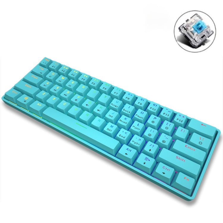 LEAVEN K28 61 Keys Gaming Office Computer RGB Wireless Bluetooth + Wired Dual Mode Mechanical Keyboard, Cabel Length:1.5m, Green Axis (White), Green Axis (Blue), Green Axis (Pink), Red Axis (White), Red Axis (Blue), Red Axis (Pink), Tea Axis (White)���...
