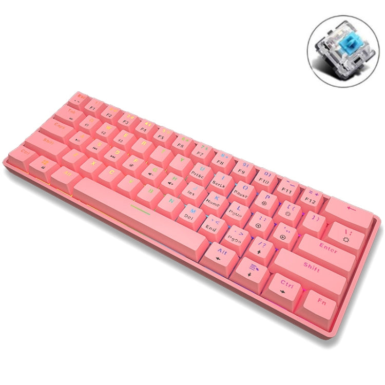 LEAVEN K28 61 Keys Gaming Office Computer RGB Wireless Bluetooth + Wired Dual Mode Mechanical Keyboard, Cabel Length:1.5m, Green Axis (White), Green Axis (Blue), Green Axis (Pink), Red Axis (White), Red Axis (Blue), Red Axis (Pink), Tea Axis (White)���...