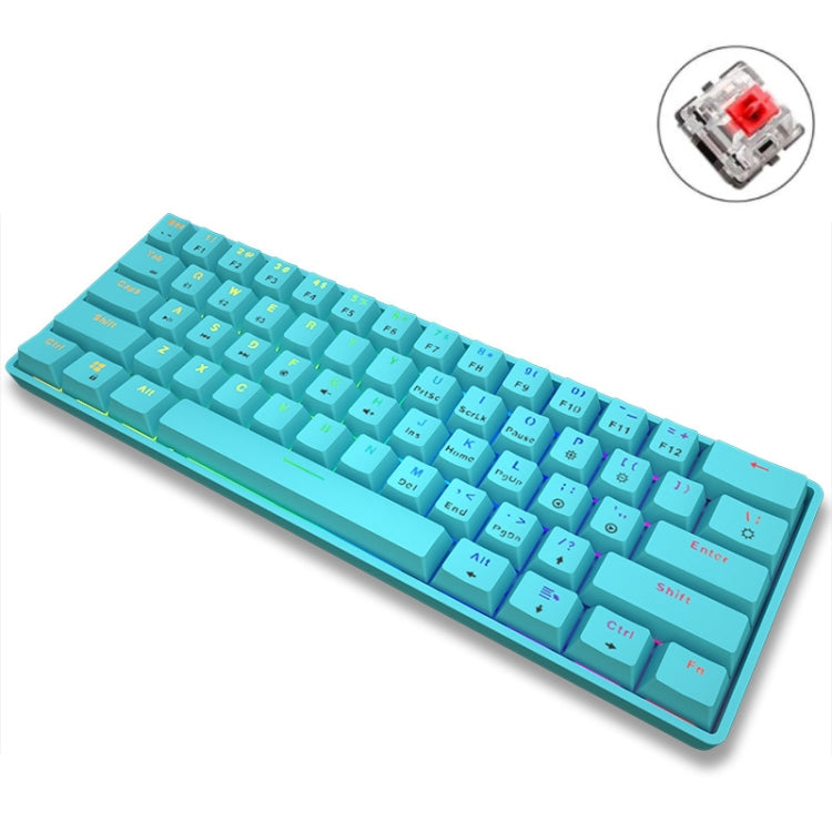 LEAVEN K28 61 Keys Gaming Office Computer RGB Wireless Bluetooth + Wired Dual Mode Mechanical Keyboard, Cabel Length:1.5m, Green Axis (White), Green Axis (Blue), Green Axis (Pink), Red Axis (White), Red Axis (Blue), Red Axis (Pink), Tea Axis (White)���...