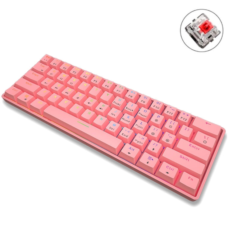 LEAVEN K28 61 Keys Gaming Office Computer RGB Wireless Bluetooth + Wired Dual Mode Mechanical Keyboard, Cabel Length:1.5m, Green Axis (White), Green Axis (Blue), Green Axis (Pink), Red Axis (White), Red Axis (Blue), Red Axis (Pink), Tea Axis (White)���...