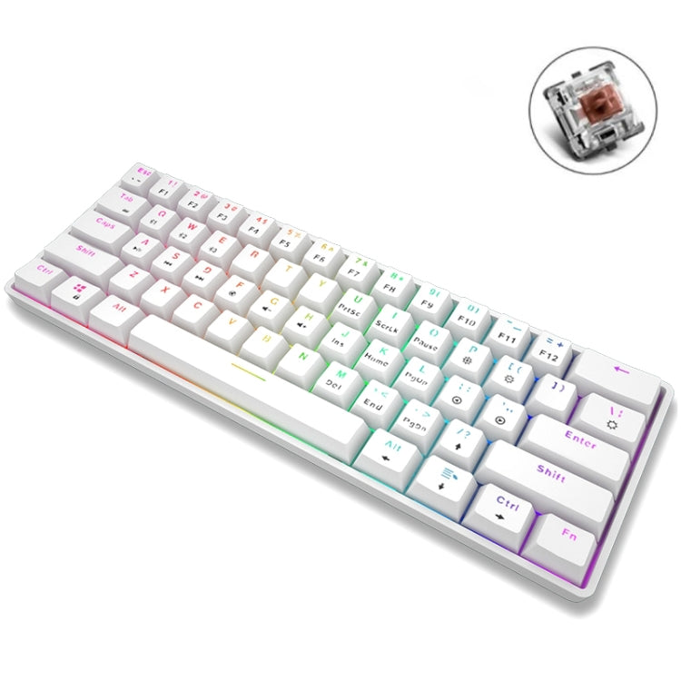 LEAVEN K28 61 Keys Gaming Office Computer RGB Wireless Bluetooth + Wired Dual Mode Mechanical Keyboard, Cabel Length:1.5m, Green Axis (White), Green Axis (Blue), Green Axis (Pink), Red Axis (White), Red Axis (Blue), Red Axis (Pink), Tea Axis (White)���...
