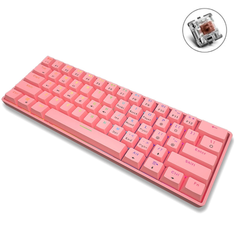LEAVEN K28 61 Keys Gaming Office Computer RGB Wireless Bluetooth + Wired Dual Mode Mechanical Keyboard, Cabel Length:1.5m, Green Axis (White), Green Axis (Blue), Green Axis (Pink), Red Axis (White), Red Axis (Blue), Red Axis (Pink), Tea Axis (White)���...