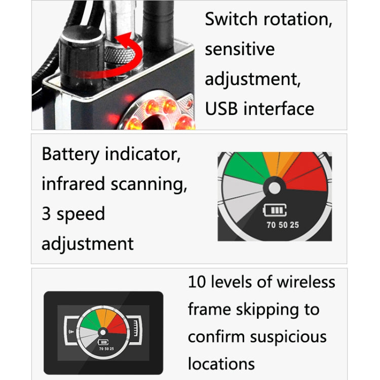 K88 Signal Detector Anti-Stealing Anti-Stealing GPS Scan Detector Defense Tracking Camera Detector, K88