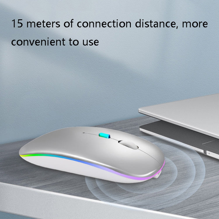 Y20 4 Keys Colorful Glow Charging Mute Mouse Notebook Game Wireless Mouse, 2.4G + Bluetooth (Silver)
