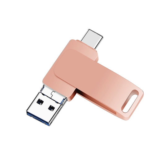USB 3.0 + 8 Pin + USB-C / Type-C 3 in 1 Phone Computer Metal Rotatable U-Disk, 32GB, 16 GB, 64GB