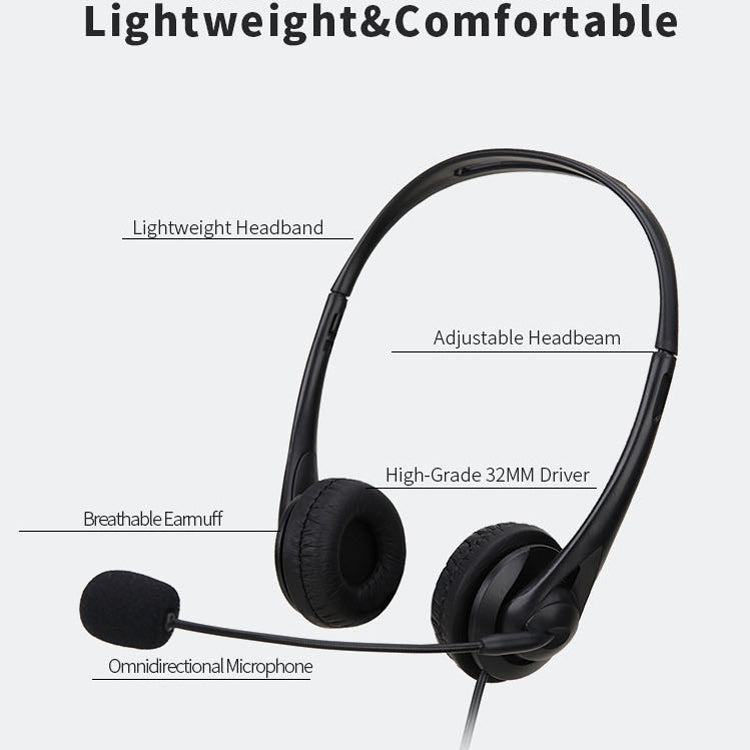 SOYTO SY490 Teaching Office Network Class Student Education Computer Headset, Style:, Double Ear Black 3.5mm, Double Ear Black USB, Double Ear Black Separation USB