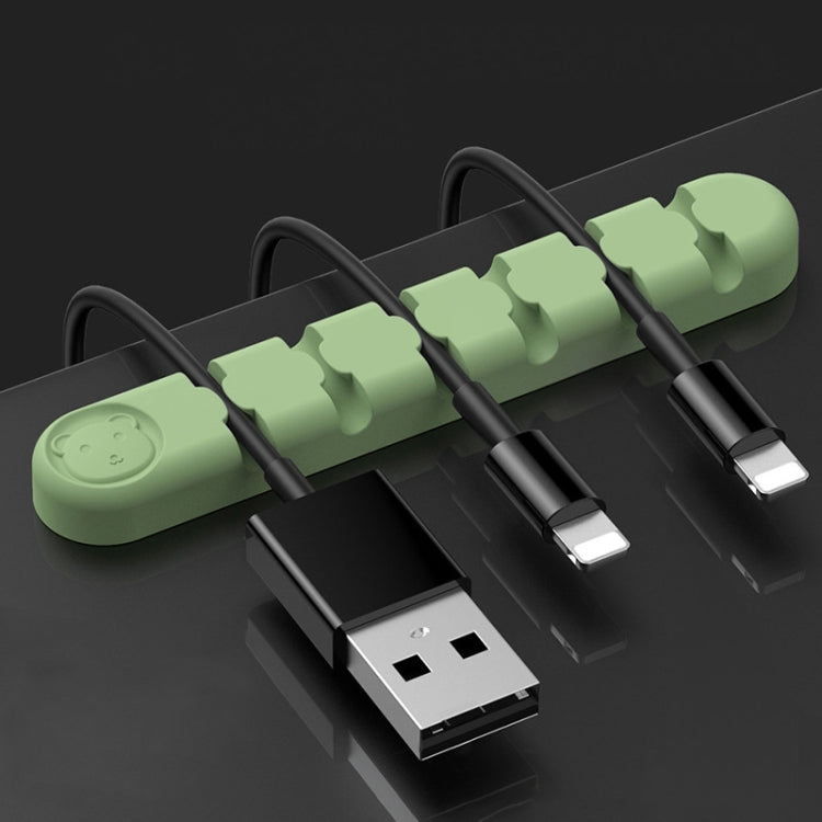 6 Holes Bear Silicone Desktop Data Cable Organizing And Fixing Device, 6 Holes