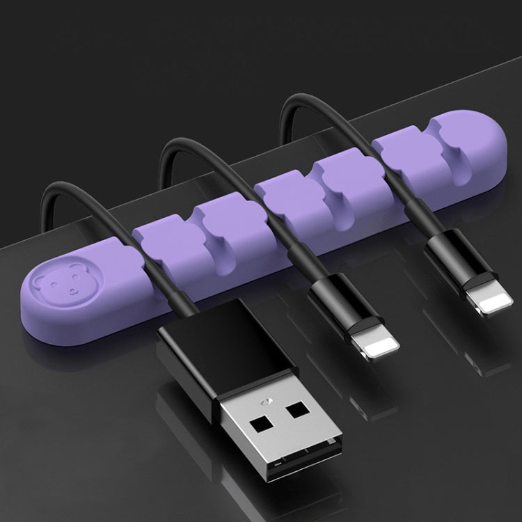 6 Holes Bear Silicone Desktop Data Cable Organizing And Fixing Device, 6 Holes