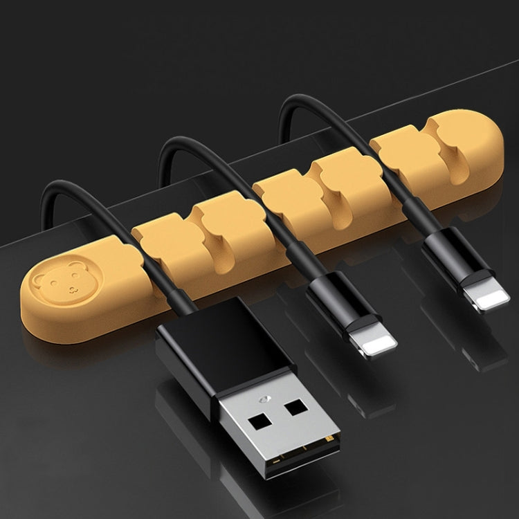 6 Holes Bear Silicone Desktop Data Cable Organizing And Fixing Device, 6 Holes