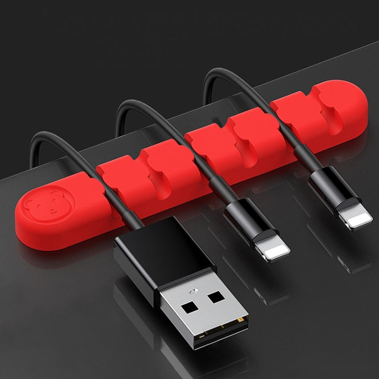 6 Holes Bear Silicone Desktop Data Cable Organizing And Fixing Device, 6 Holes