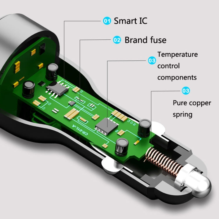 QL845C PD 45W USB-C / Type-C + QC 3.0 USB Car Charger, QL845C