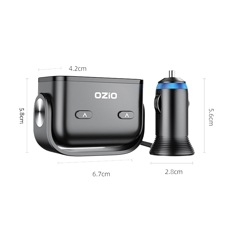 Ozio Car Charger Cigarette Lighter Conversion Plug, Y48QA Black All Agreement Flash Charge