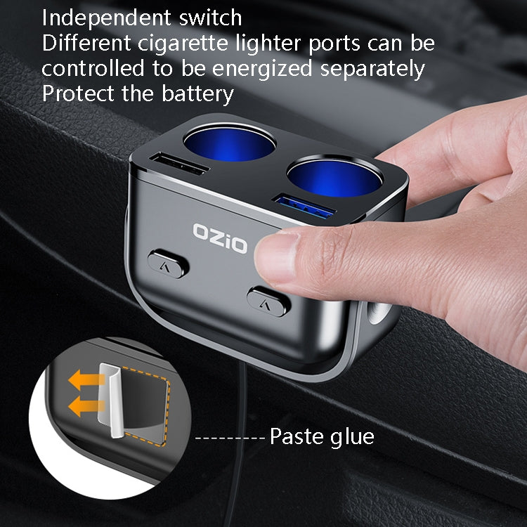 Ozio Car Charger Cigarette Lighter Conversion Plug, Y48QA Black All Agreement Flash Charge