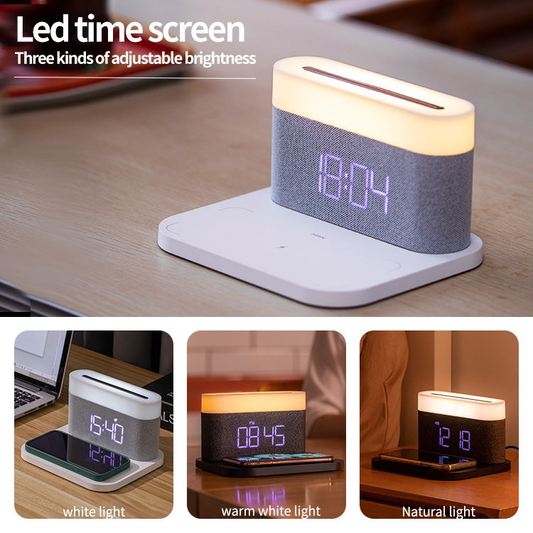 S26 3 in 1 Mobile Phone Wireless Charger with Clock & Night Light, S26 Black, S26 White