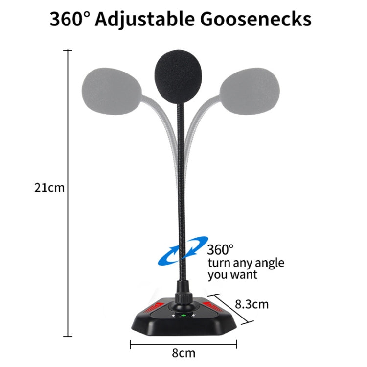 MI520 Desktop Computer Gooseneck Condenser Microphone, 6.35mm Interface, USB Version without RGB Breathing Lamp, USB Version with RGB Breathing Lamp