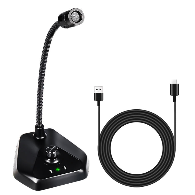 MI520 Desktop Computer Gooseneck Condenser Microphone, 6.35mm Interface, USB Version without RGB Breathing Lamp, USB Version with RGB Breathing Lamp