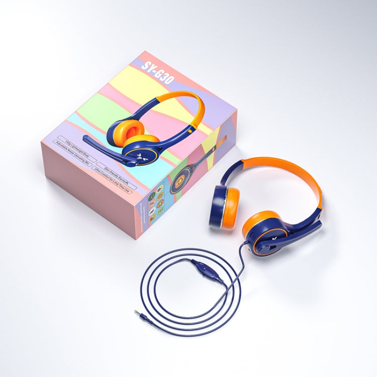 Soyto SY-G30 Online Class Computer Headset, Plug:, 3.5mm (Gray Pink), USB (Gray Pink), 3.5mm (Blue Orange), USB  (Blue Orange), 3.5mm (Blue Green), USB (Blue Green), 3.5mm (Black), USB (Black)